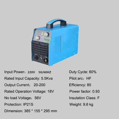 Invertidor de MOSFET CC 200A TIG-250 Tig Soldador para soldadura de acero inoxidable y aluminio 220V 18V 18