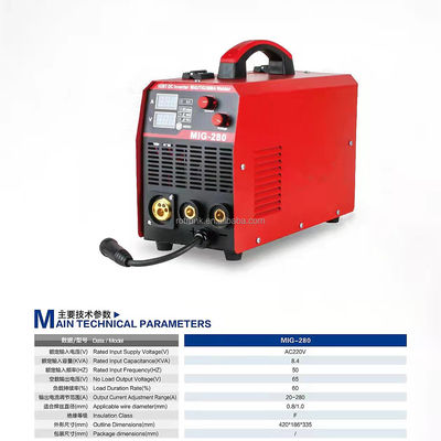 Inversor inteligente de 220 V MIG 280 máquina de soldadura para acero inoxidable de hierro 60% Tig Inverter