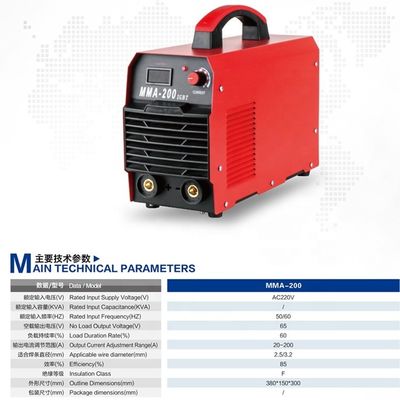 Máquina de soldadura de arco de inversor IGBT de 200 am 380X150X300 mm Mini portátil para MOTOR de CC