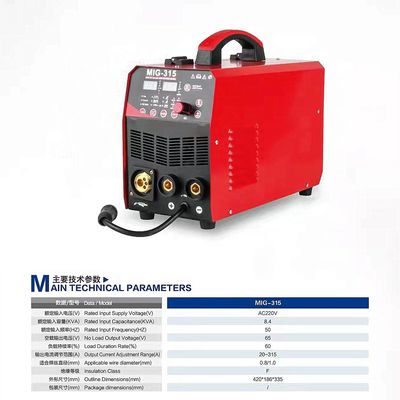 IGBT Inverter MIG315 Máquina de soldadura para acero al carbono y acero inoxidable procesado